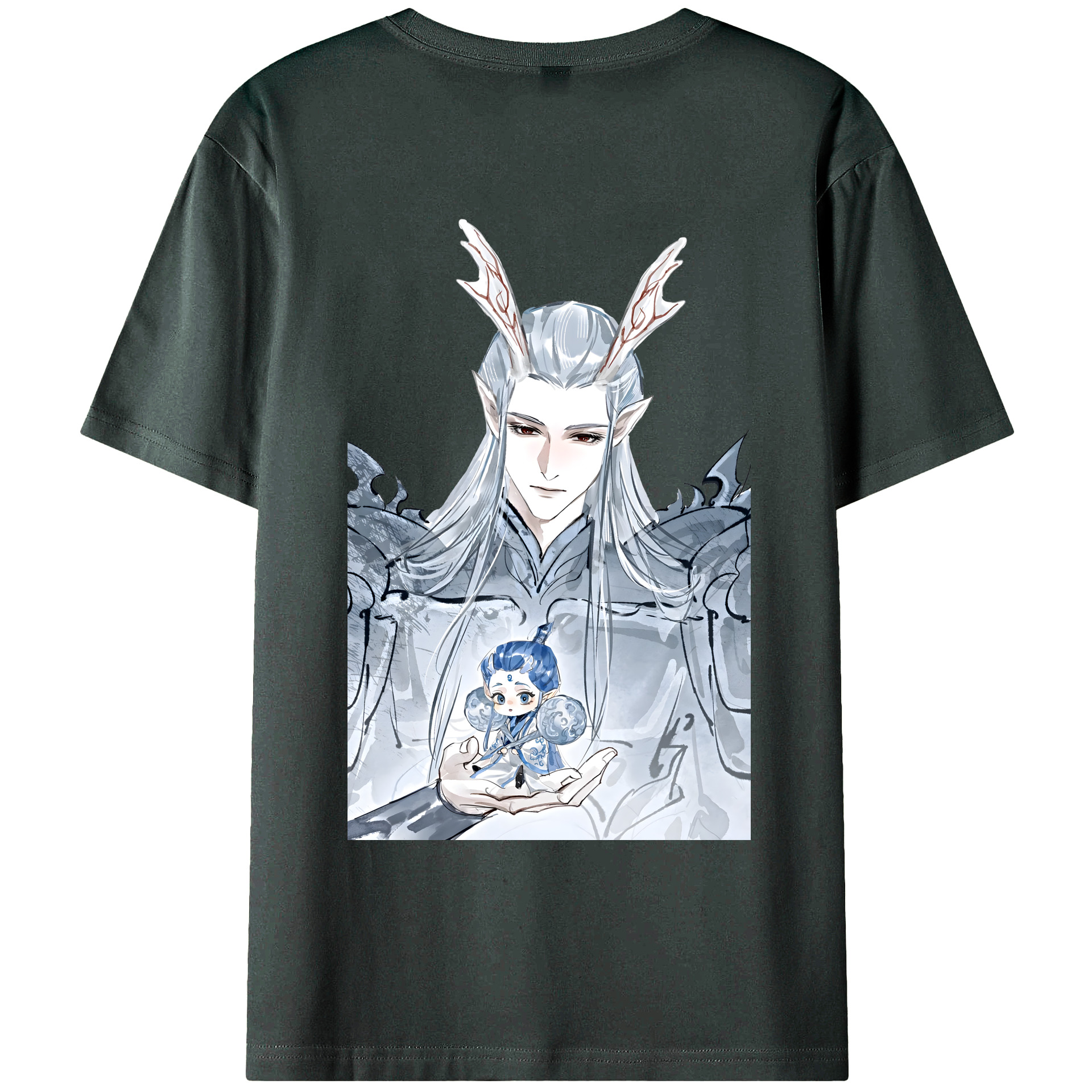 （画像用） Ne Zha 2 ナタ 魔童の大暴れ 綿100％ メンズ半袖Tシャツ（バックプリント） 通気性